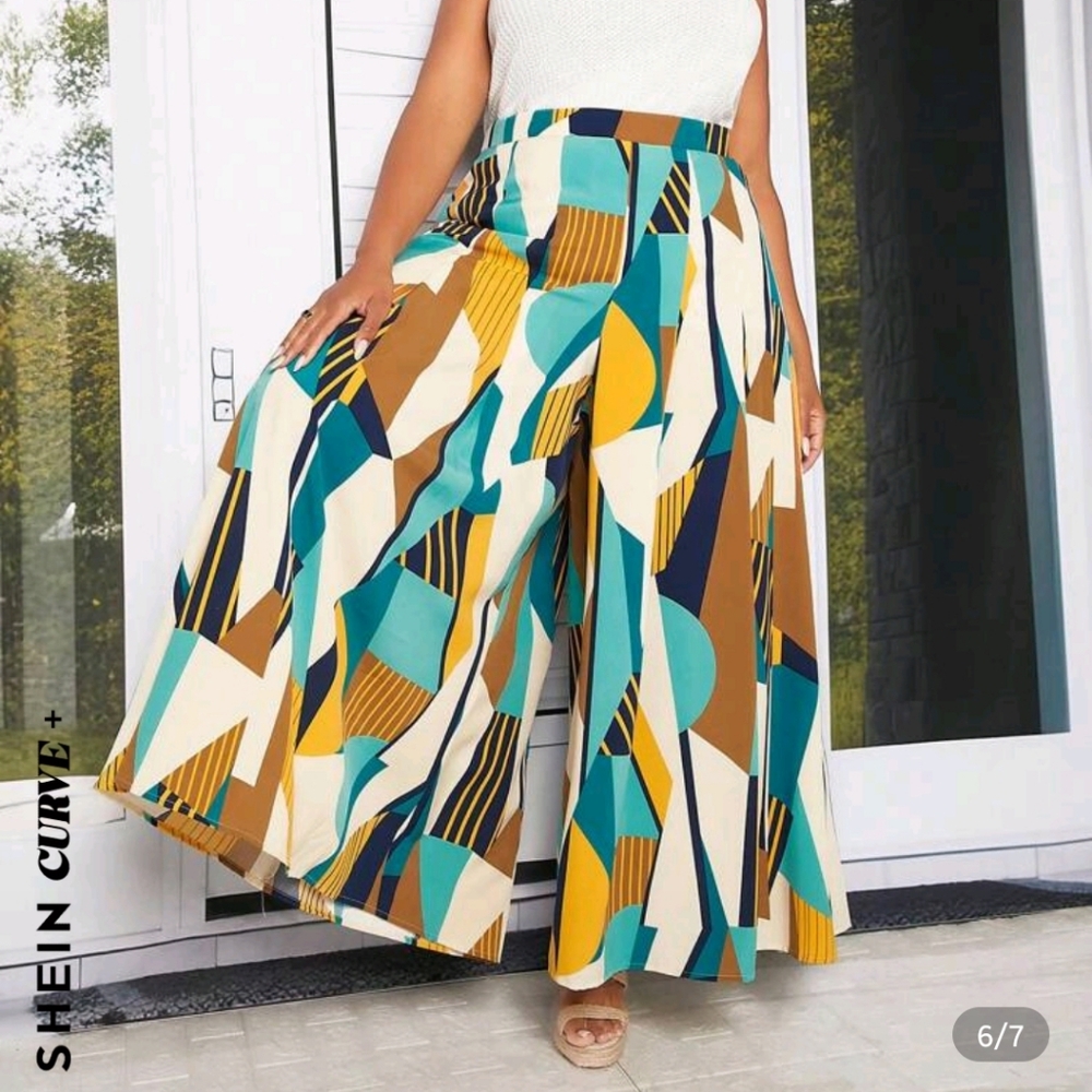 MAKE AN OFFER! Colorful Geometric Wide-Leg Pants